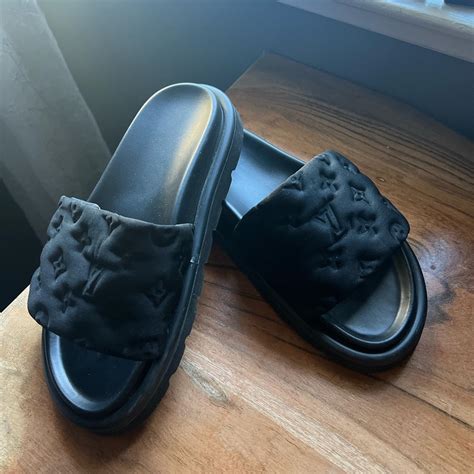 louis vuitton black sliders|louis vuitton slides price.